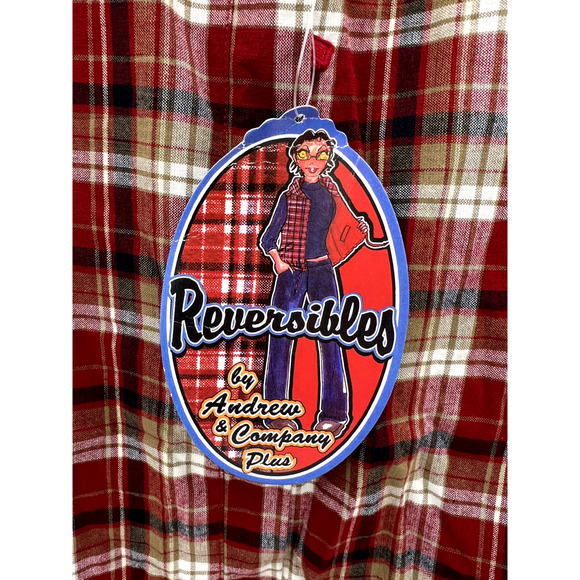 Women's Reversibles Hooded Red Plaid Zip Vest 3XL Sears New with Tags Old Stock - Picture 2 of 14